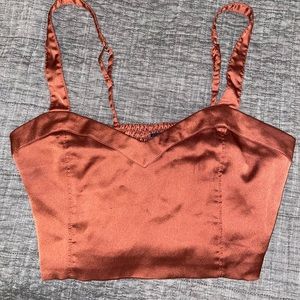 Burnt Orange Satin Crop Top